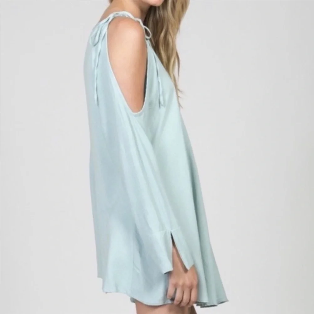 Free People Mint Rayon Clear Skies Cold Shoulder Tunic